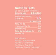 Nutrition facts label for a product on a pink background