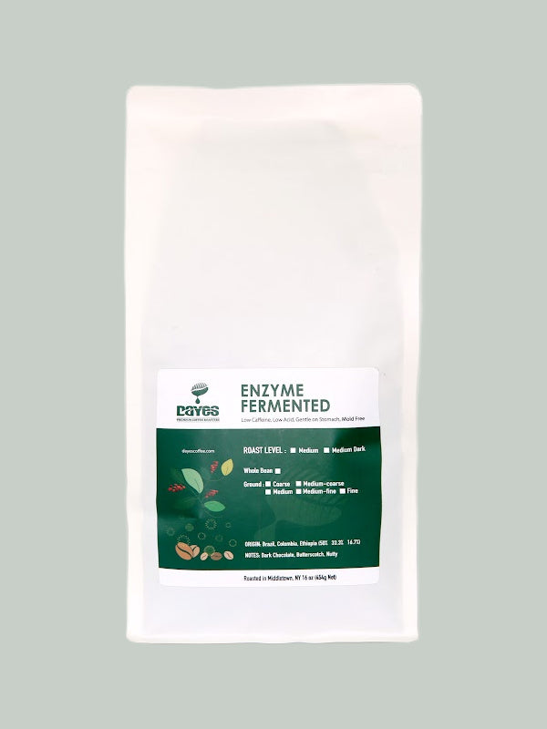 Coyote Coffee Company enzyme fermented coffee package on a gray background