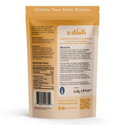 Back of a Dash package with text and branding on a white background