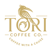 Gold logo of Tori Coffee Co. with a stylized bird design on a white background.